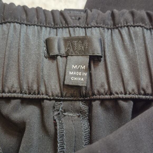 ATM Women Trouser Pants Elastic Waist Pleated Black Medium Pockets Ankle Luxe - Picture 4 of 9